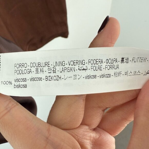 ZARA Brown Satin Linen Blazer size L - Picture 13 of 16